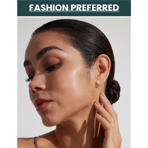 6 Pairs Stud Earrings Set, Hypoallergenic Cubic Zirconia 316L Earrings 316L - Picture 5 of 7